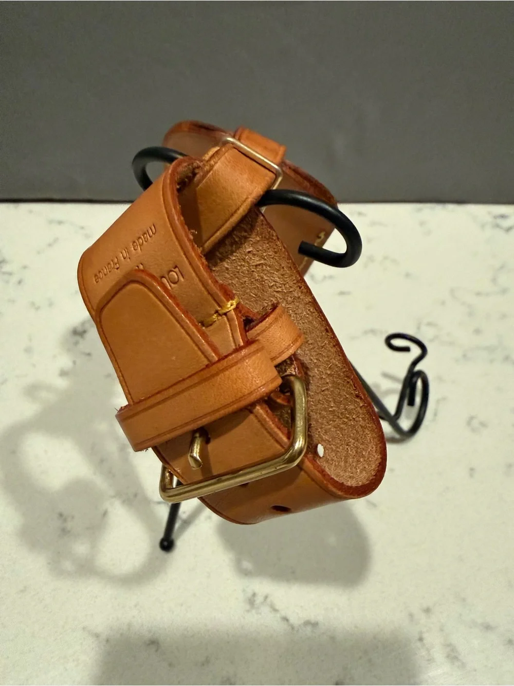 Louis Vuitton Tan Leather Luggage Tag with Stitch Detailing
